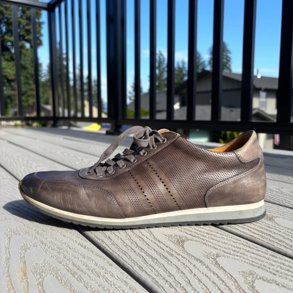 Magnanni Merino Sneakers Men's 12 M Gray Leather Casual Lace Up Shoes
